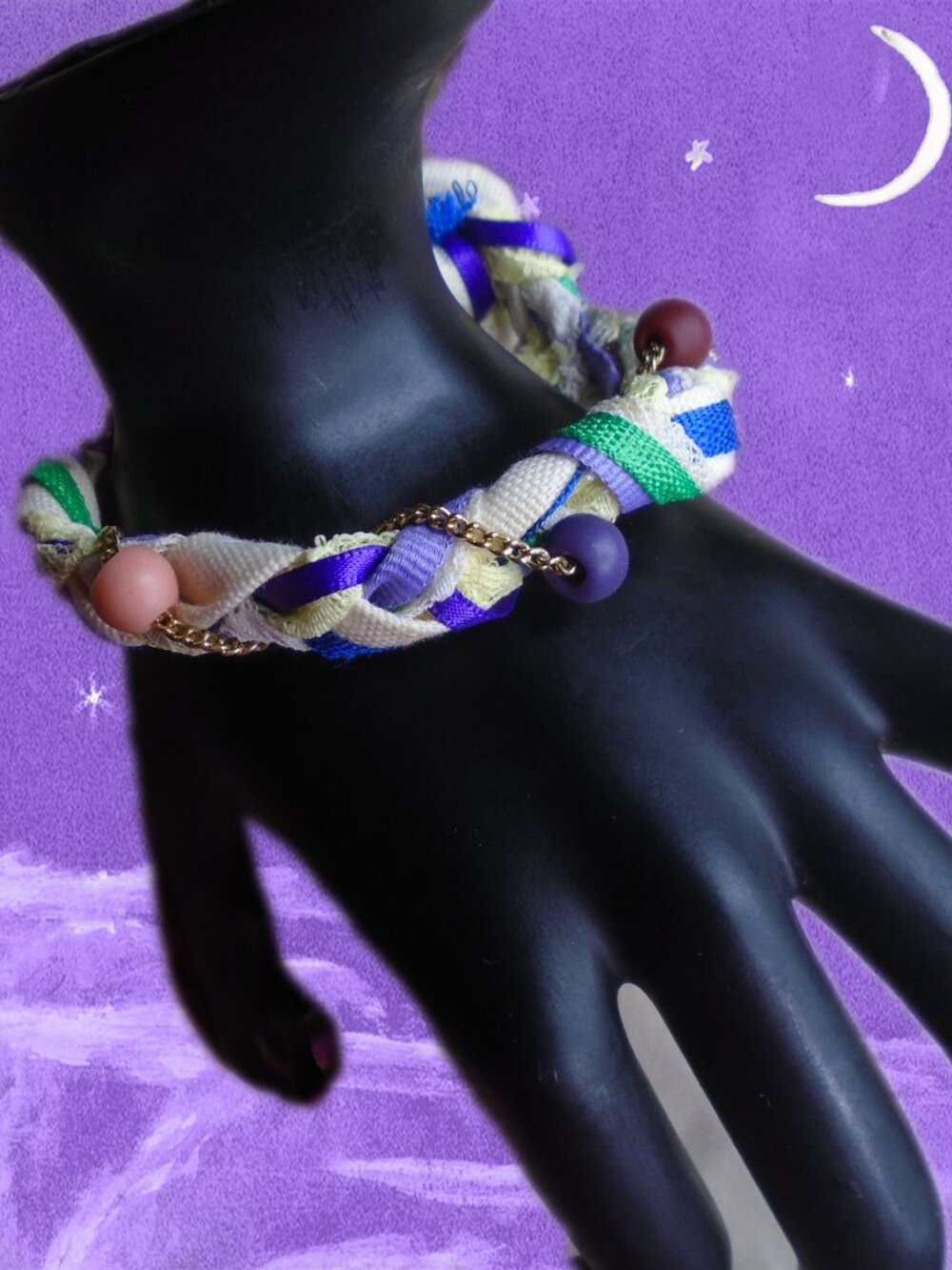 Fabric Bracelet Rags & Lace Shabby Artsy OOAK Primitive Imperfection Art